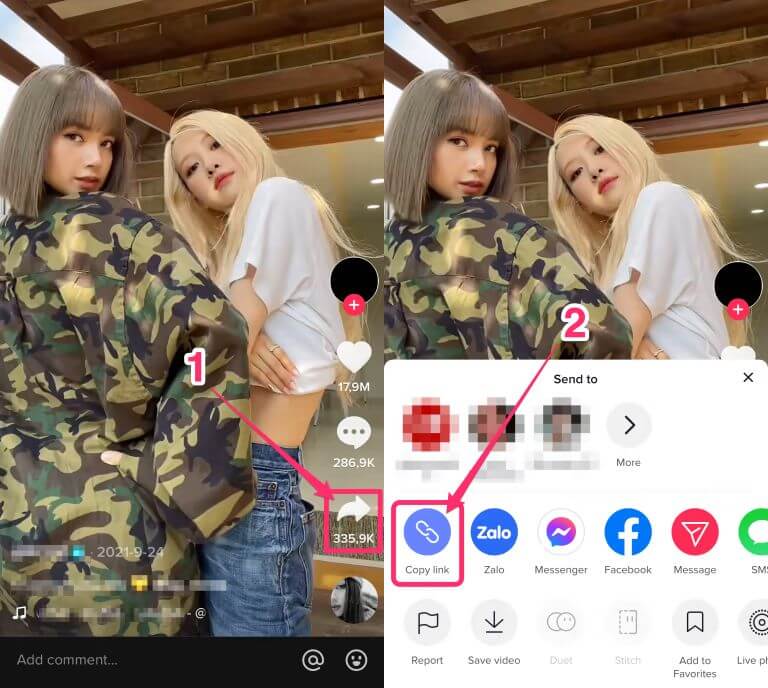 Copy video URL on Tiktok App